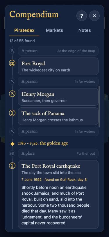 The Piratedex: a timeline of pirates, places and events